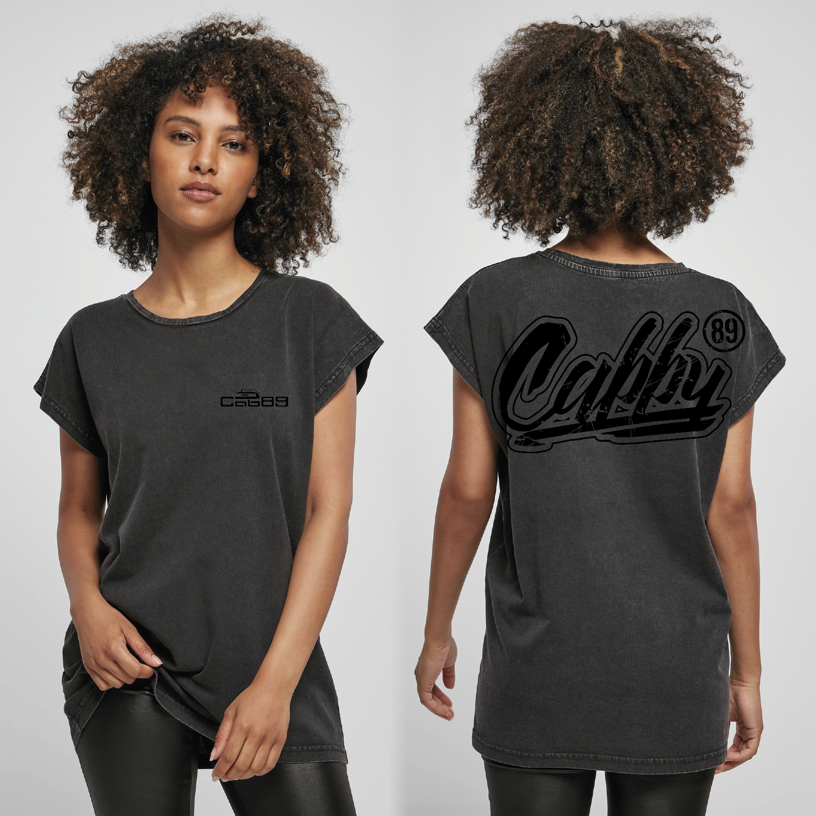 Cab89 Ladies Acid Washed Extended Shoulder Tee Cab89 Ladies Acid Washed Extended Shoulder Tee
